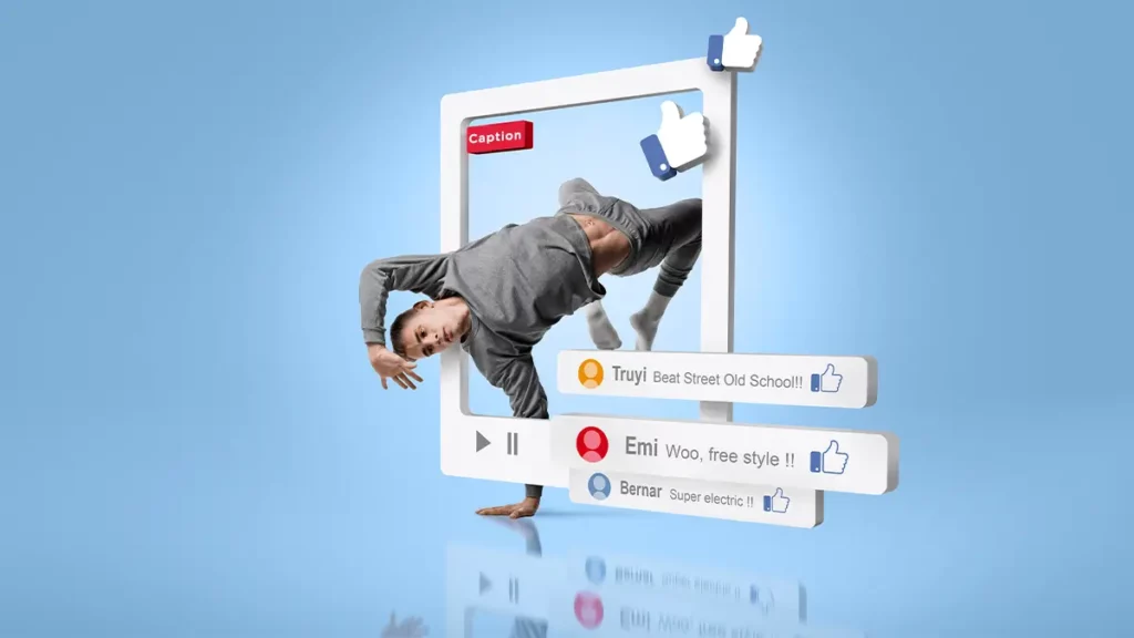 Person in thinking position upside with Facebook caption ideas