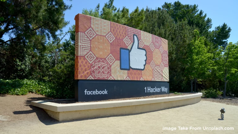 Facebook logo in big screen