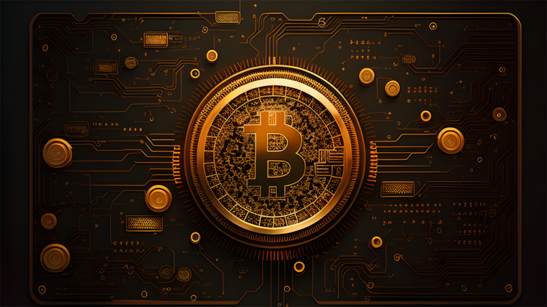 cryptocurrency coin in golden brown background