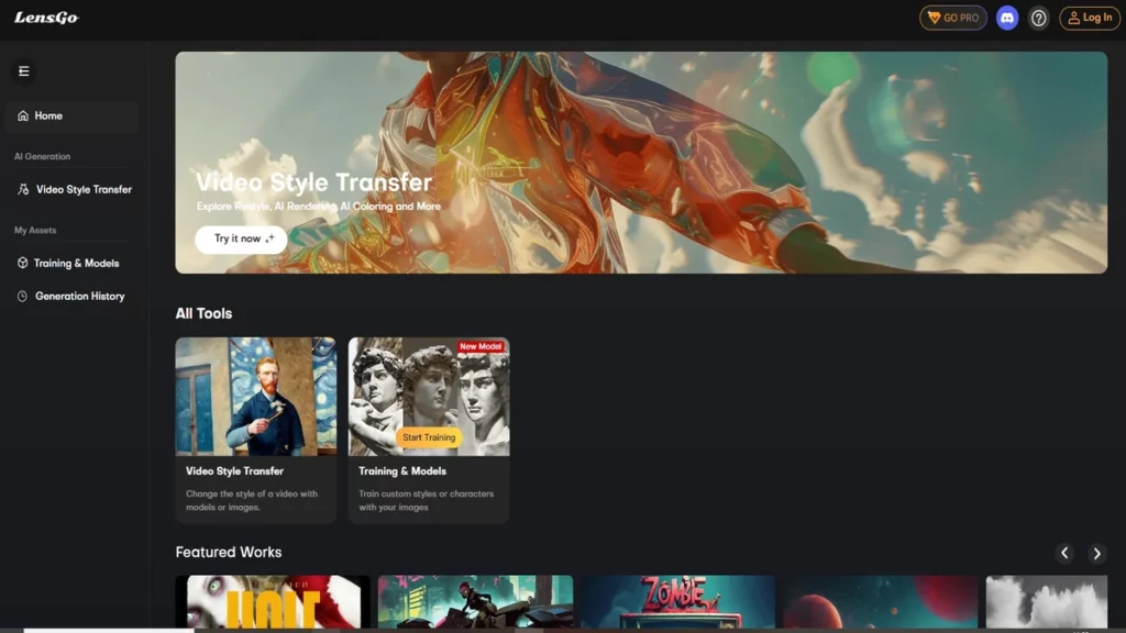 Homepage of lensgo ai