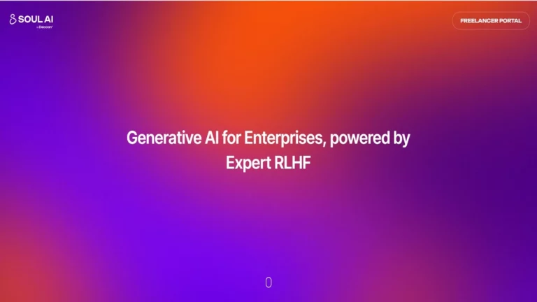 homepage interface of soul ai generative AI