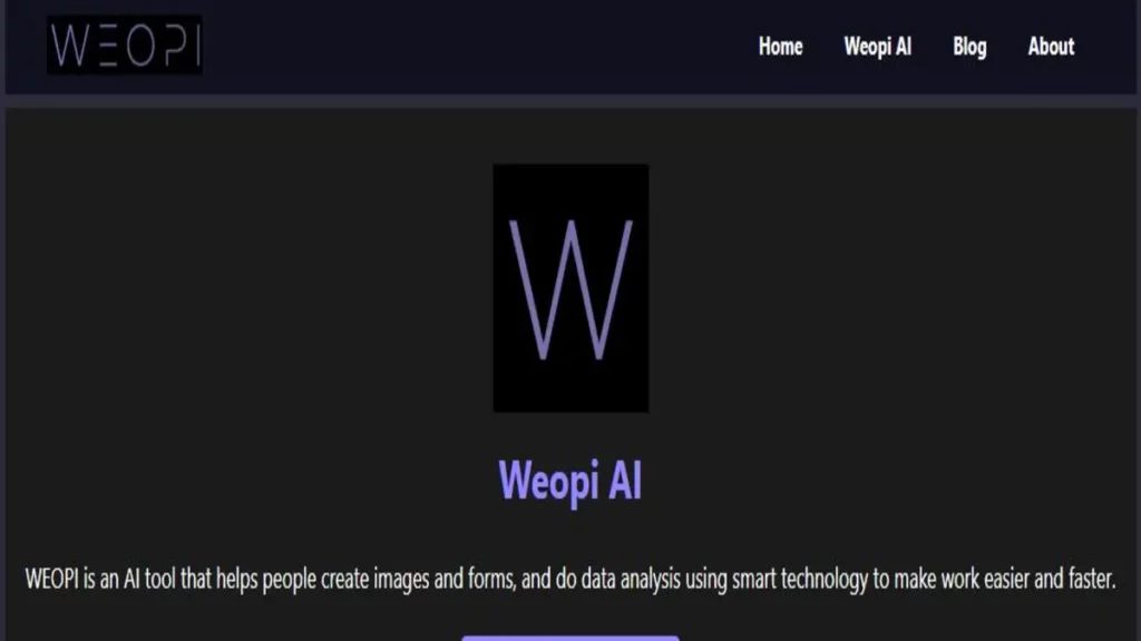 homepage of weopi AI platform with its logo