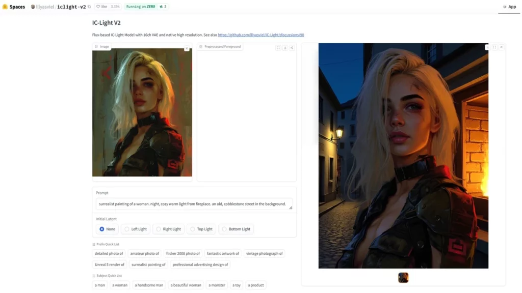 ic light v2 showing image generation