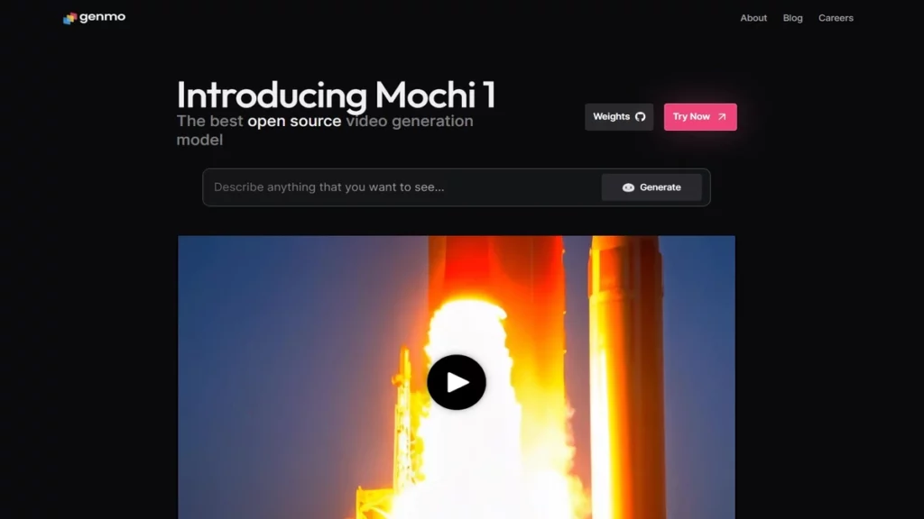 Homepage of genmo ai