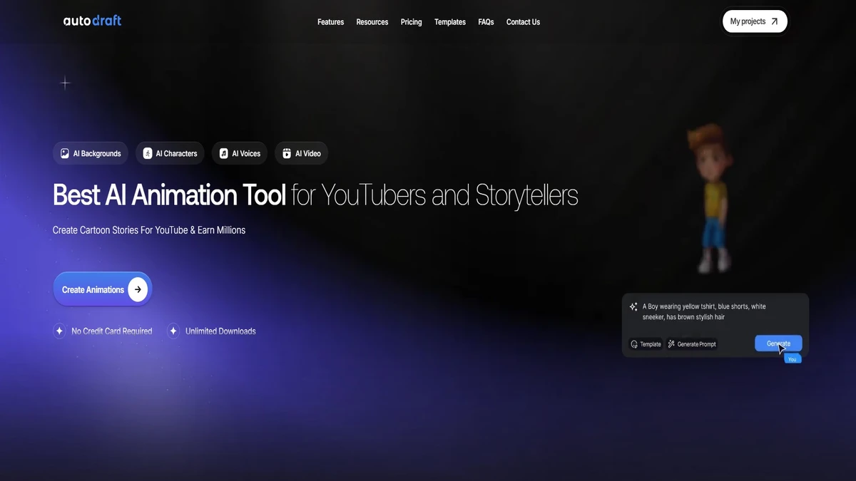 homepage layout interface on autodraft ai