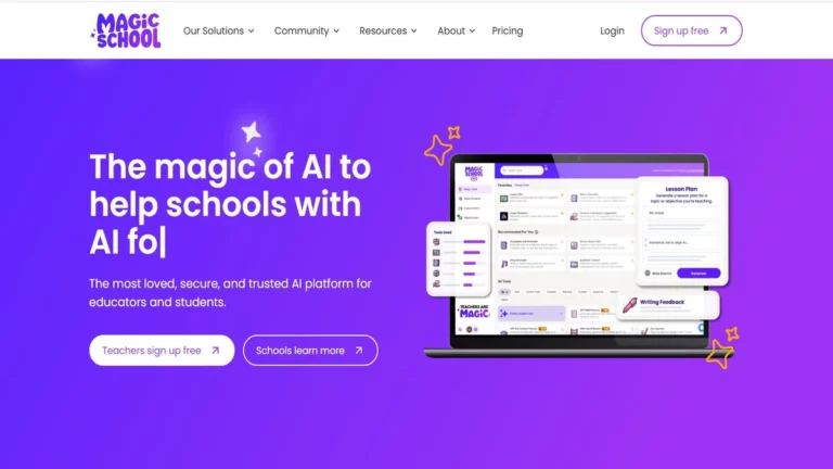 magic ai school homepage and dashboard