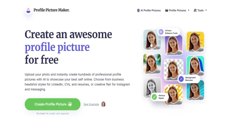 pfpmaker generator homepage interface layout