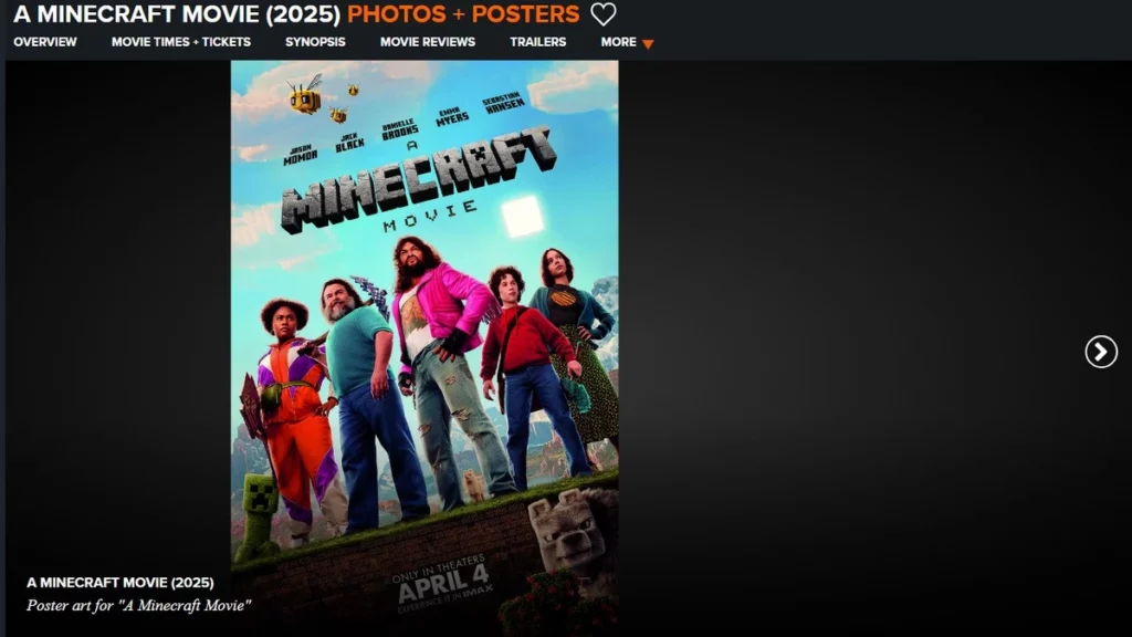 poster of a minecraft movie showtimes with release date