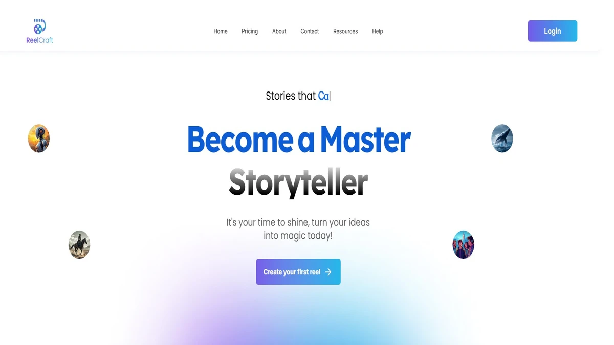 reelcraft ai homepage and dashboard interface