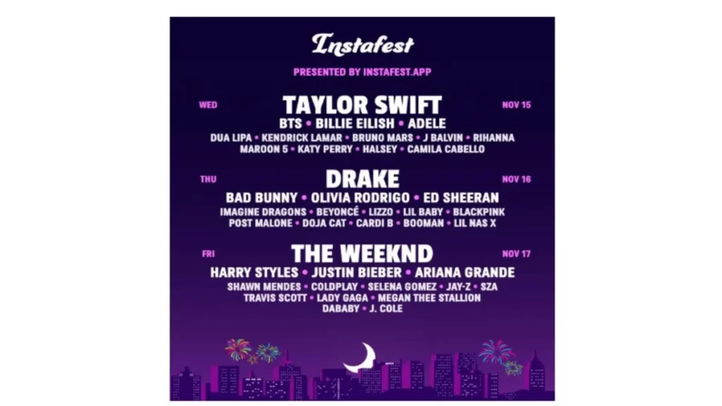 concer line-up instafest app