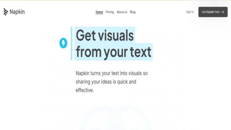 Home page of napkin ai