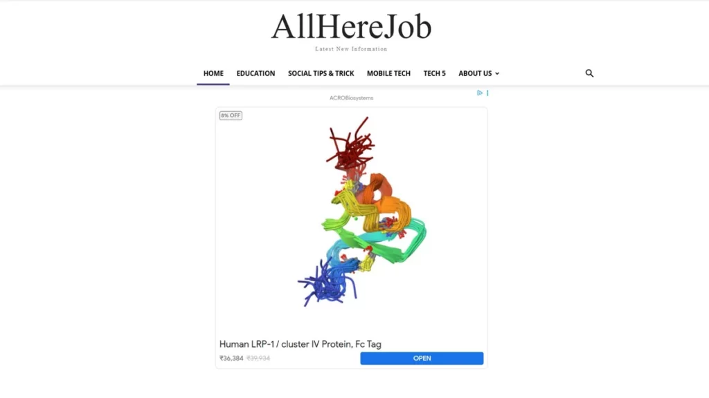 allhere job com homepage