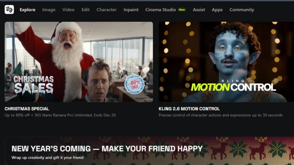 higgsfield ai homepage desktop