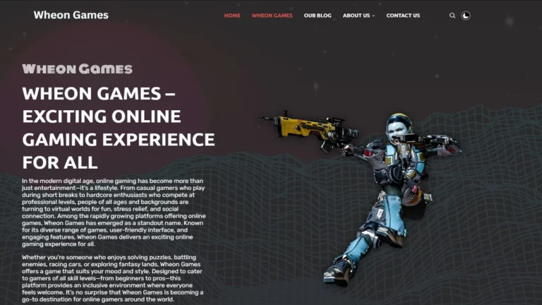 wheon games features desktop homepage