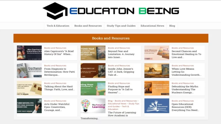 educationbeing.com web homepage display